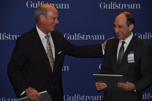Gulfstream President Larry Flynn and Qatar Airways CEO Akbar Al Baker. Photo: Phil Rose