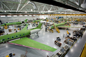 Chaîne d'assemblage des Gulfstream G650ER à Savannah. Photo: Gulfstream Aerospace.