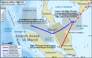 Itinéraire de vol du MH370.