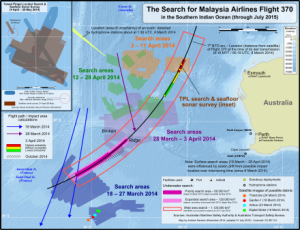 Zones de recherche du MH370.