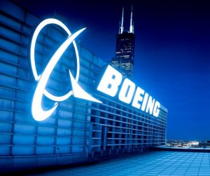 Logo Boeing on head office building.