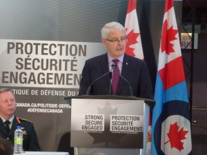 Transport Minister Marc Garneau at Conference on the new Canada's Defense Policy. Photo: Philippe Cauchi.
